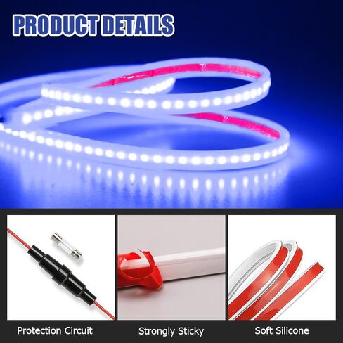 71 Inch Car Hood Light Strip, Flexible Daytime LED Running Light, Waterproof Auto LED Strip Light with Dynamic Scan Start-up Effect, Universal Car Exterior Decor Hood Strip Light for Vehicles (White in Saudi Arabia