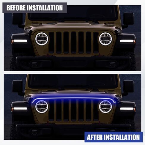 71 Inch Car Hood Light Strip, Flexible Daytime LED Running Light, Waterproof Auto LED Strip Light with Dynamic Scan Start-up Effect, Universal Car Exterior Decor Hood Strip Light for Vehicles (White in Saudi Arabia