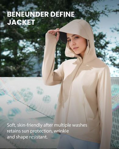 BENEUNDER Cooling Women's UPF 50+ Sun Protection Lightweight Hoodie Jacket Long Sleeve Active Sun Shirts for Outdoor Workout in Saudi Arabia