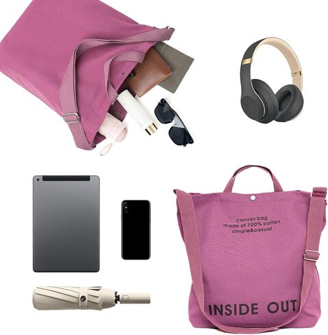 Canvas Tote Bag For Women inside out bag Crossbody Handbag with Adjustable Strap and Coin Purse for Work,Travel,Grocery in Kuwait