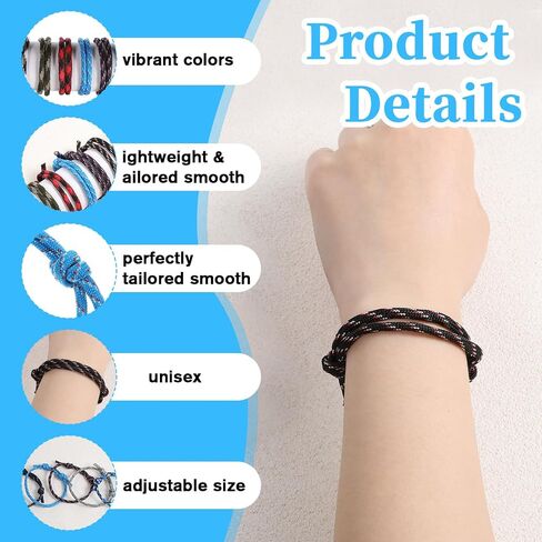 10 PCS Mens Rope Bracelets, Braided Bracelets for Men Mens Adjustable Bracelet, Friendship Bracelet for Men 10 Colors in Saudi Arabia
