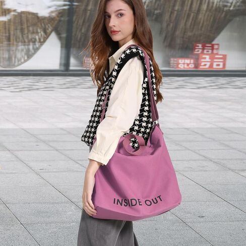 Canvas Tote Bag For Women inside out bag Crossbody Handbag with Adjustable Strap and Coin Purse for Work,Travel,Grocery in Kuwait
