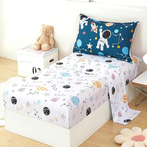 URBONUR 4-Piece Toddler Bedding Set - Ultra Soft Cartoon Jurassic Dinosaur Print Boys Toddler Comforter Set - Include Comforter, Flat Sheet, Fitted Sheet and Reversible Pillowcase, Gray Dinosaur in Kuwait