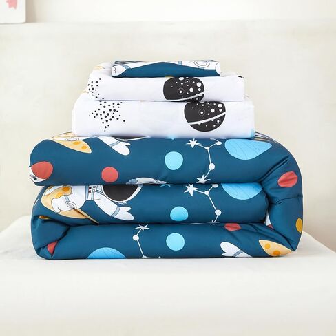 URBONUR 4-Piece Toddler Bedding Set - Ultra Soft Cartoon Jurassic Dinosaur Print Boys Toddler Comforter Set - Include Comforter, Flat Sheet, Fitted Sheet and Reversible Pillowcase, Gray Dinosaur in Kuwait