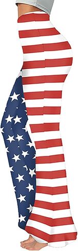 4th of July Flare Leggings Yoga Pants Women High Waist Stretch Long Palazzo Bell Bottom America Flag Leggings in Saudi Arabia