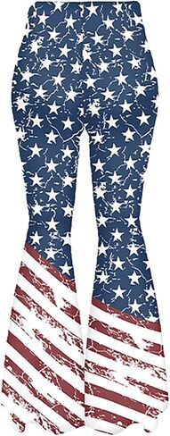 4th of July Flare Leggings Yoga Pants Women High Waist Stretch Long Palazzo Bell Bottom America Flag Leggings in Saudi Arabia