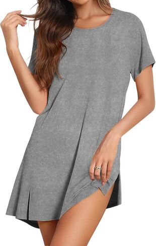 Tankaneo Womens Lightgown Sleeve Sleeeve Sleepy Comfy Sleepshirts عارضات الطاقم in Kuwait