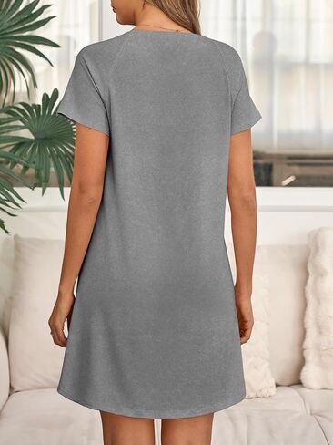 Tankaneo Womens Lightgown Sleeve Sleeeve Sleepy Comfy Sleepshirts عارضات الطاقم in Kuwait