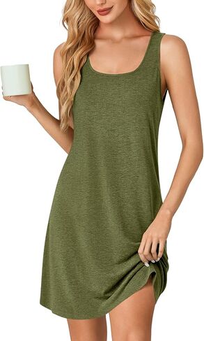 Rooscier Women's Cotton Sleeveless Tank Nightgown Scoop Neck Full Slip Sleepwear Nightdress in Saudi Arabia
