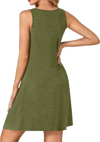 Rooscier Women's Cotton Sleeveless Tank Nightgown Scoop Neck Full Slip Sleepwear Nightdress in Saudi Arabia