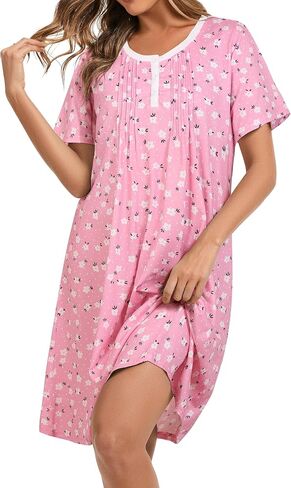 AVIIER Nightgowns for Women Soft Cotton Night Gowns Short Sleeve Sleepwear Comfy Night Shirts in Kuwait