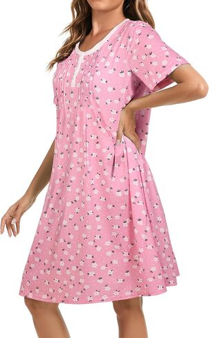 AVIIER Nightgowns for Women Soft Cotton Night Gowns Short Sleeve Sleepwear Comfy Night Shirts in Kuwait