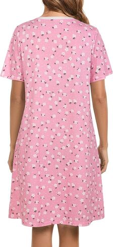 AVIIER Nightgowns for Women Soft Cotton Night Gowns Short Sleeve Sleepwear Comfy Night Shirts in Kuwait