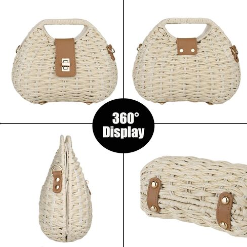 Straw Clutch Purses for Women Rattan Woven Beach Handbag Summer Purse with Detachable Strap Basket Crossbody Bag in Kuwait