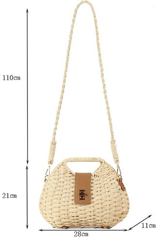 Straw Clutch Purses for Women Rattan Woven Beach Handbag Summer Purse with Detachable Strap Basket Crossbody Bag in Kuwait