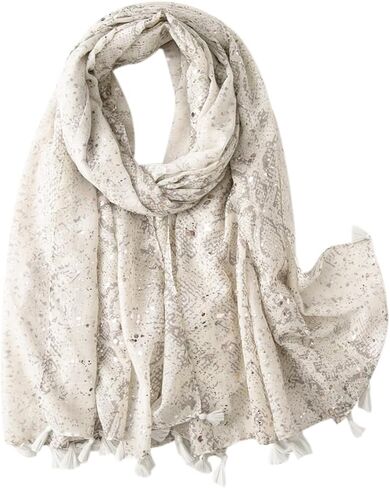 Beslen Scarf for Women Lightweight Fashion Printed Cotton Scarves Boho Fringed Shawl Wraps in Kuwait