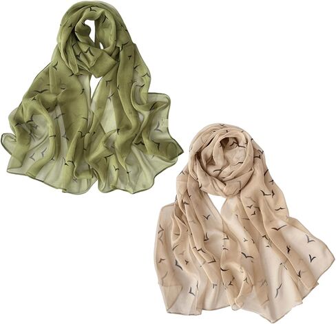 Fuxiqar 2 Pack Scarves for Women Lightweight Thin Shawl – Floral Print Fashion Wraps Summer Scarf for Travel Beach Daily Use in Saudi Arabia
