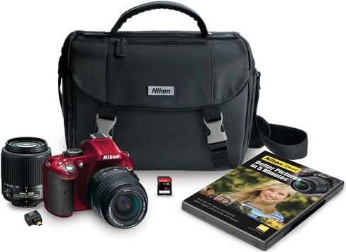 Nikon D5200 Digital SLR with 18-55mm & 55-200mm Non-VR Lenses (Black) (Discontinued by Manufacturer) in Kuwait