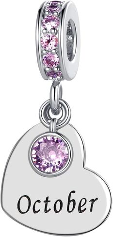 12 Birthday Month Heart Love January-December Birthstone Charm Compatible with Pandora Charms Bracelets for Women in Saudi Arabia