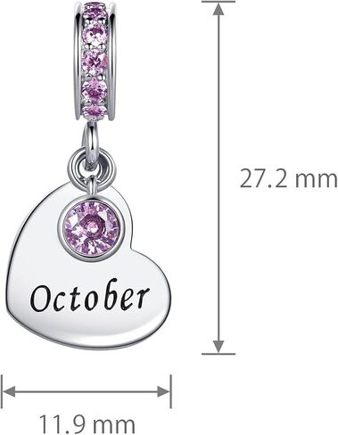 12 Birthday Month Heart Love January-December Birthstone Charm Compatible with Pandora Charms Bracelets for Women in Saudi Arabia
