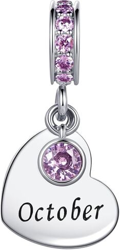 12 Birthday Month Heart Love January-December Birthstone Charm Compatible with Pandora Charms Bracelets for Women in Saudi Arabia