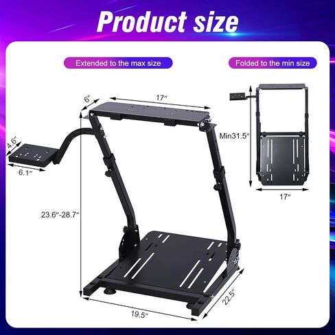 CXRCY Racing Wheel Stand Compatible with Logitech G920 G29 G27 G25 Gaming Cockpit Height Adjustable Foldable Gaming Racing Simulator Steering Wheel Stand,Wheel and Pedals Not Included in Saudi Arabia