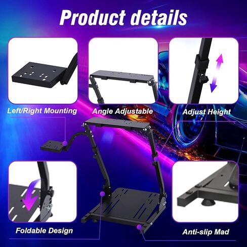 CXRCY Racing Wheel Stand Compatible with Logitech G920 G29 G27 G25 Gaming Cockpit Height Adjustable Foldable Gaming Racing Simulator Steering Wheel Stand,Wheel and Pedals Not Included in Saudi Arabia