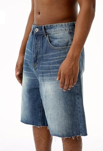 EMMIOL Baggy Jorts Men Jean Shorts Summer, y2k Grunge Denim Shorts Vintage Distressed Loose Fit Streetwear in Saudi Arabia