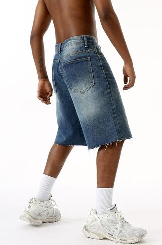 EMMIOL Baggy Jorts Men Jean Shorts Summer, y2k Grunge Denim Shorts Vintage Distressed Loose Fit Streetwear in Saudi Arabia