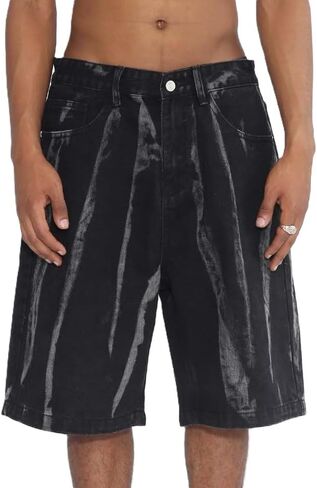 EMMIOL Baggy Jorts Men Jean Shorts Summer, y2k Grunge Denim Shorts Vintage Distressed Loose Fit Streetwear in Saudi Arabia