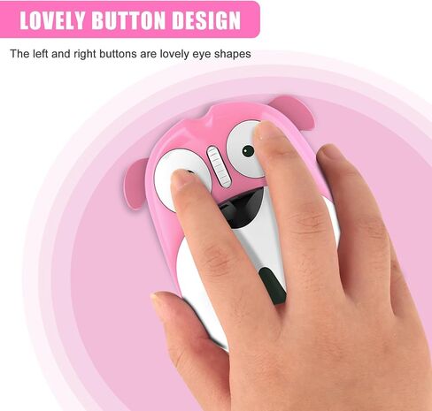 FLY WAY Cute Wireless Mouse, Cartoon Dog 2.4GHz Rechargeable Cordless Mouse with Nano USB Receiver Children Mice Kids Gaming Mouse for Notebook,Laptop,PC,Desktop (black) in Saudi Arabia