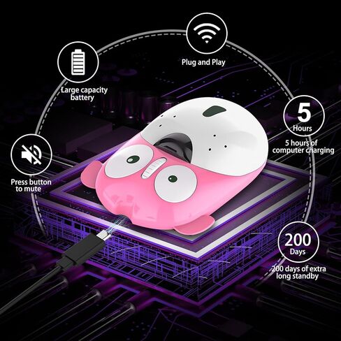 FLY WAY Cute Wireless Mouse, Cartoon Dog 2.4GHz Rechargeable Cordless Mouse with Nano USB Receiver Children Mice Kids Gaming Mouse for Notebook,Laptop,PC,Desktop (black) in Saudi Arabia