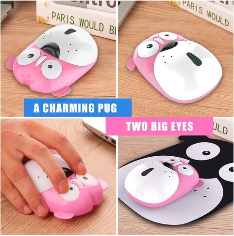 FLY WAY Cute Wireless Mouse, Cartoon Dog 2.4GHz Rechargeable Cordless Mouse with Nano USB Receiver Children Mice Kids Gaming Mouse for Notebook,Laptop,PC,Desktop (black) in Saudi Arabia