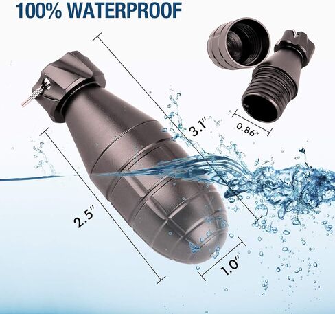 EDC Waterproof Container Pill Case/Holder/Cash Stash Keychain Fob with Key Ring, Emergency Accessory Organizer Bottle Matches Dry Box, Cool Gadget Gifts for Men Outdoor Survival Camping Travel in Kuwait