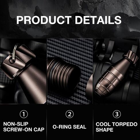 EDC Waterproof Container Pill Case/Holder/Cash Stash Keychain Fob with Key Ring, Emergency Accessory Organizer Bottle Matches Dry Box, Cool Gadget Gifts for Men Outdoor Survival Camping Travel in Kuwait