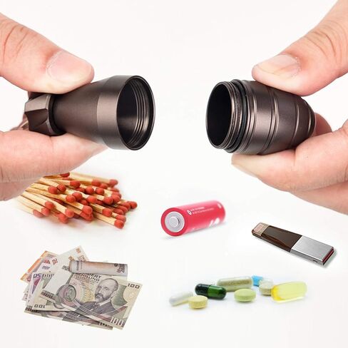 EDC Waterproof Container Pill Case/Holder/Cash Stash Keychain Fob with Key Ring, Emergency Accessory Organizer Bottle Matches Dry Box, Cool Gadget Gifts for Men Outdoor Survival Camping Travel in Kuwait