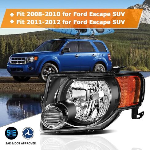 مجموعة المصابيح الأمامية متوافقة مع Ford for Escape 2008-2012 لم يتم تضمين 8L8Z13008B 9L8Z13008A in Kuwait