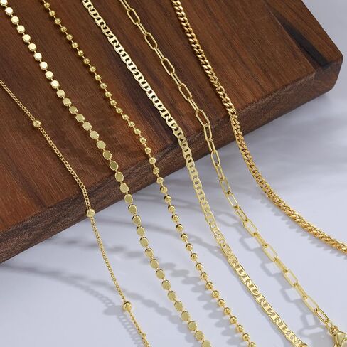 Gold Bracelets for Women ，Waterproof 14k Gold/Silver Plated Stackable Bracelet Set Non Tarnish Trendy Gold Jewelry Dainty Layered Figaro Rope Beads Paperclip Thin Link Chain Gifts for women in Kuwait