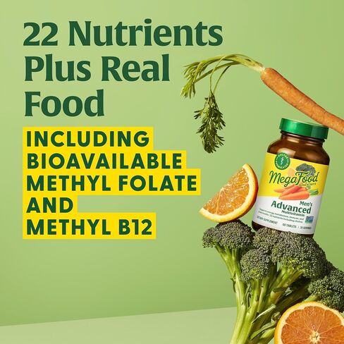 MegaFood Men's Advanced Multivitamin for Men - Doctor -Formulated - Choline, Vitamin B12, Vitamin D, Vitamin C & Zinc - Brain Health & Immune Support - Non-GMO - Vegetarian - 60 Tabs (30 Servings) in Saudi Arabia