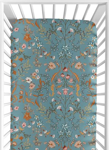 Sweet Jojo Designs Orange Boho Bohemian Boy Girl Fitted Mini Crib Sheet for Baby Nursery Infant Newborn Bed Portable Pack n Play Mattress - Burnt Rust Farmhouse Shabby Chic Designer Modern Minimalist in Saudi Arabia