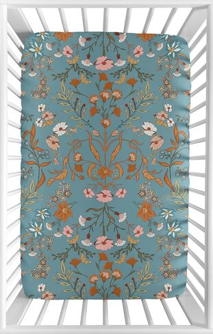 Sweet Jojo Designs Orange Boho Bohemian Boy Girl Fitted Mini Crib Sheet for Baby Nursery Infant Newborn Bed Portable Pack n Play Mattress - Burnt Rust Farmhouse Shabby Chic Designer Modern Minimalist in Kuwait
