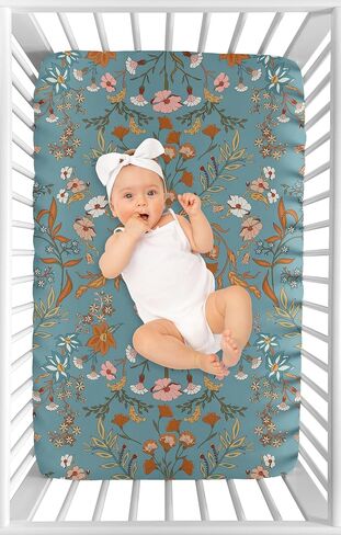 Sweet Jojo Designs Orange Boho Bohemian Boy Girl Fitted Mini Crib Sheet for Baby Nursery Infant Newborn Bed Portable Pack n Play Mattress - Burnt Rust Farmhouse Shabby Chic Designer Modern Minimalist in Kuwait