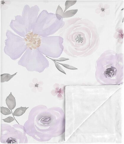 Sweet Jojo Designs Shabby Chic Rose Flower Watercolor Floral Baby Girl Receiving Security Swaddle Blanket for Newborn or Toddler Nursery Car Seat Stroller Soft Minky - Blush Pink, Grey and White in Saudi Arabia