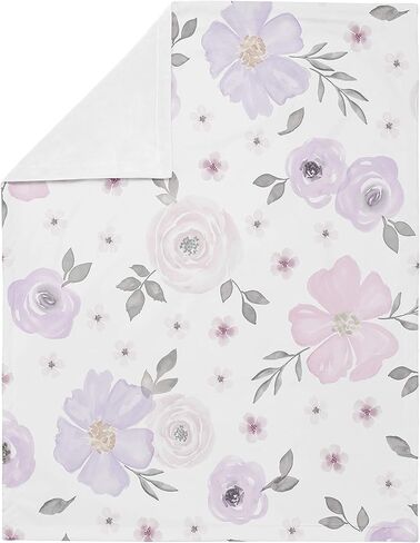 Sweet Jojo Designs Shabby Chic Rose Flower Watercolor Floral Baby Girl Receiving Security Swaddle Blanket for Newborn or Toddler Nursery Car Seat Stroller Soft Minky - Blush Pink, Grey and White in Saudi Arabia