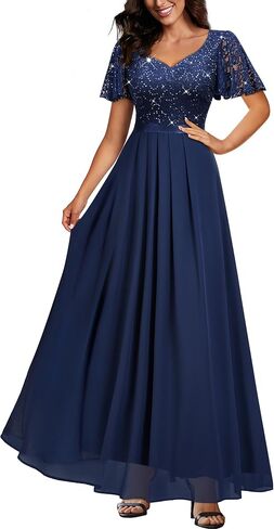 ميوسول المرأة الرجعية V-neck الكشكش الأكمام ذات الدانتيل الزهور الدانميد الحزب Maxi فستان in Saudi Arabia
