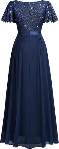 ميوسول المرأة الرجعية V-neck الكشكش الأكمام ذات الدانتيل الزهور الدانميد الحزب Maxi فستان in Saudi Arabia