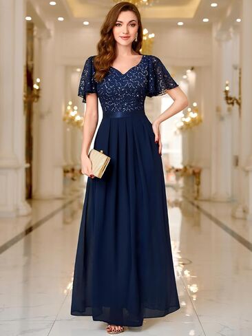 ميوسول المرأة الرجعية V-neck الكشكش الأكمام ذات الدانتيل الزهور الدانميد الحزب Maxi فستان in Saudi Arabia