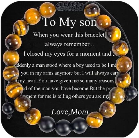 HUASAI To My Son Bracelet from Mom Morse Code Bracelet to My Son Gifts to My Grandson Nephew Braided Bracelets Son Bracelet from Mom and Dad Gift for Christmas Graduation in Saudi Arabia
