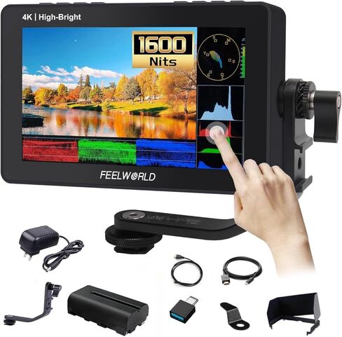 FEELWORLD F5 Pro 5.5 Inch Field Monitor 4K 1920x1080 DSLR HDMI Touch Scree Camera IPS FHD Power Kit to Wireless Transmission Video Assist 5V Type-C Input Tilt Arm (Standard) in Saudi Arabia
