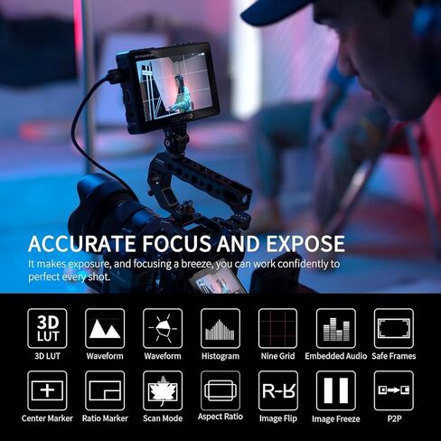 FEELWORLD F5 Pro 5.5 Inch Field Monitor 4K 1920x1080 DSLR HDMI Touch Scree Camera IPS FHD Power Kit to Wireless Transmission Video Assist 5V Type-C Input Tilt Arm (Standard) in Saudi Arabia